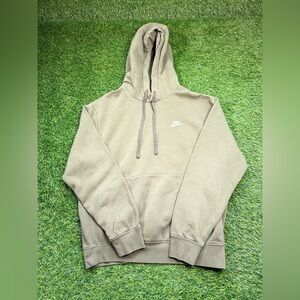 Nike Men’s Olive Green Pullover Hoodie Small Fleece Lined Swoosh Logo